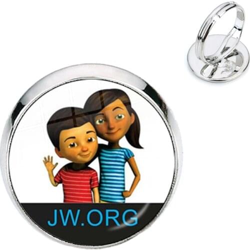 JW.org Adjustable Rings Jehovahs Witnesses Art Picture 16mm Glass Cabochon Rings Jewelry For Kids Catholicism Gift