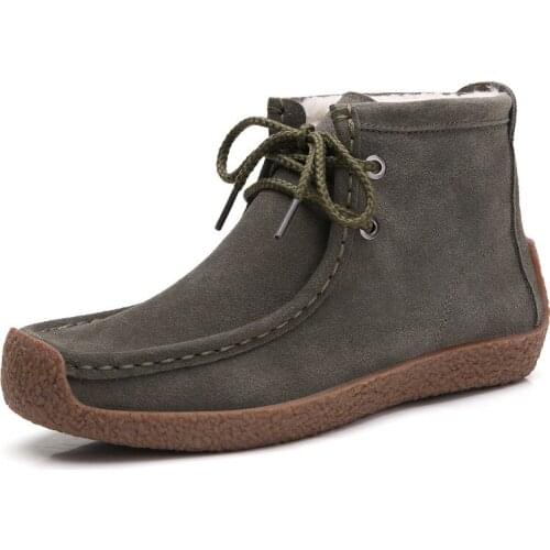 Nice Genuine Leather Shoes Women Winter Plush Fur Snow Boots Ankle Sneakers Nice Pop Winter Pop Fur Snow Boots Women Loafers