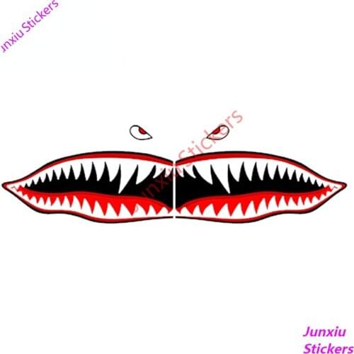 Creative Car Sticker Flying Tigers Shark Teeth Decal Exterior Decor Waterproof Car Styling for SUV Window Bumper Trunk PVC13x5cm