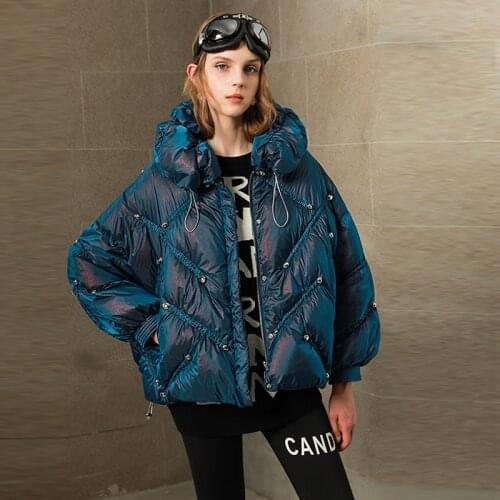 2021 Winter Women 90% White Duck Down Jacket Waterproof Gloosy Coats Female Shiny Puffer Feather Parkas Snow Outwear Fashion