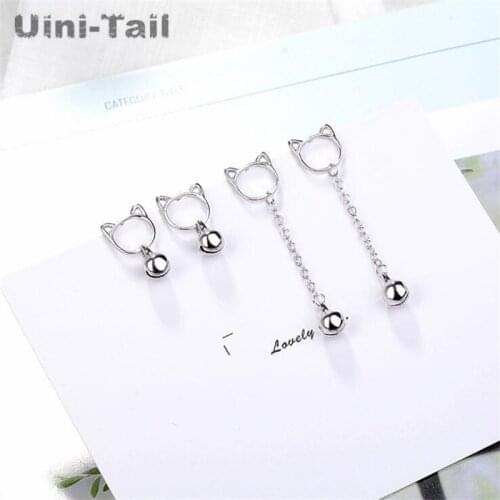 Uini-Tail hot new 925 sterling silver Korean cute bells cat ear temperament long tassel ear line personality simple wild earring