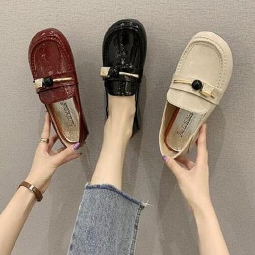 Round Head Shallow Mouth All-Match Loafers Spring And Summer New British Style Ladies Small Leather Shoes