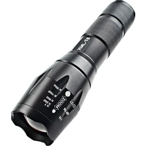 Mini telescopic zoom outdoor tactical T6 strong light rechargeable hunting 10W aluminum alloy led flashlight
