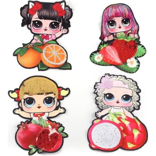 New Cartoon Sequined Doll Patch Clothes Patch Hole Clothing Accessories Printing Badge Embroidered Cloth Stickers