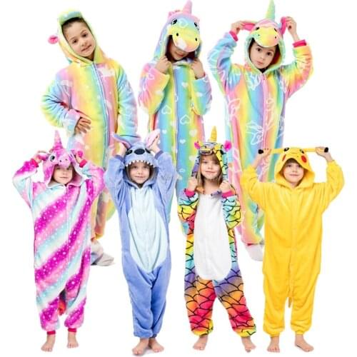 Boys Girls Pajama Sets Kids Onesie Kigurumi Unicorn Pajamas Animal Cartoon Dinosaur Panda Tiger Lion Wolf Onesies Costume Pijama