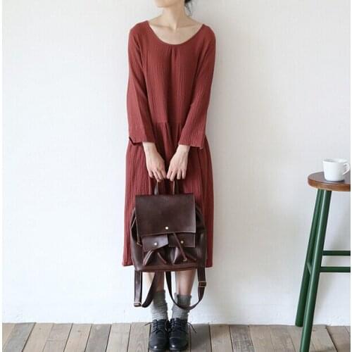 2019 Spring Summer preppy style girl dress,Comfortable soft three quarter Sleeve Cotton linen dress,plus size Vestido S-5XL 6XL