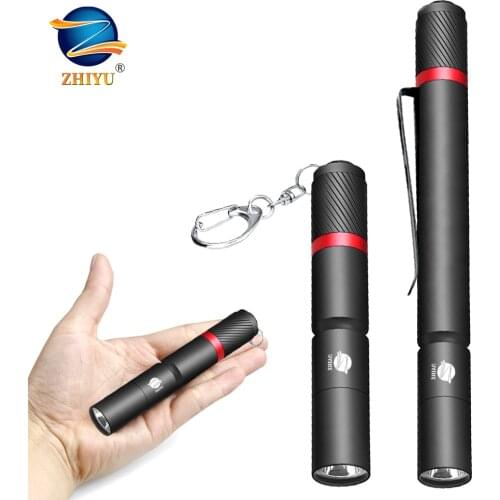 ZHIYU PortableLED Flashlight XPE Lamp Beads IP67 Waterproof Pen Light Use Aaa Battery Mini LED Torch for Emergency, Camping