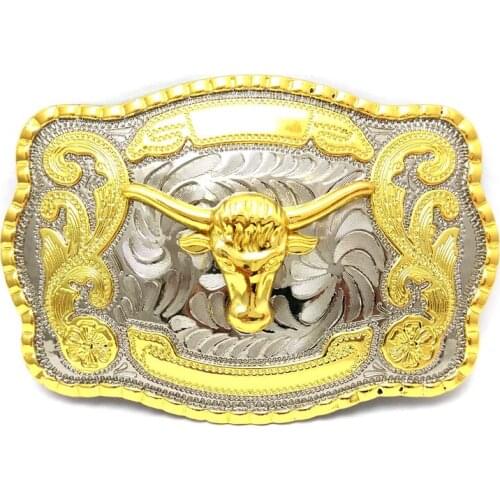 Western belt buckle zinc alloy electroplating process animal type plus letter type cowboy rodeo small gold belt buckle men and w