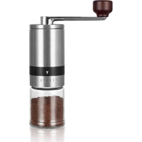 Hand Coffee Grinder with Spoon,Stainless Steel Manual Grinder Machine,Adjustable Handmade Coffee Bean Mill,Kitchen Tools