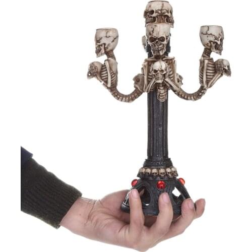 Moquerry Resin Craft Statues Party Decor Skull Candlestick Creative Figurines Sculpture Home Decoration Accessories Halloween