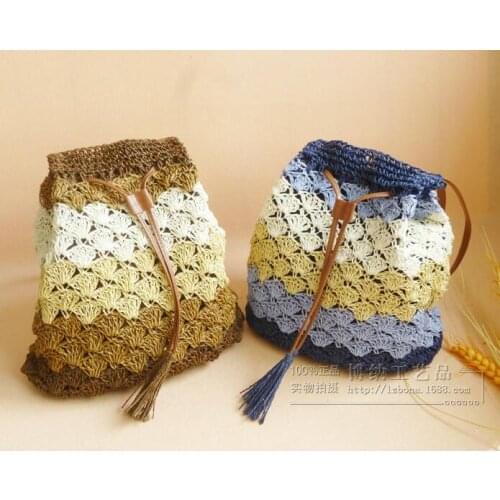 2016 Straw bag 12 Colors Summer Knitted Shoulder Bag Bohemia fashion womens Straw handbags Hot Beach Bag