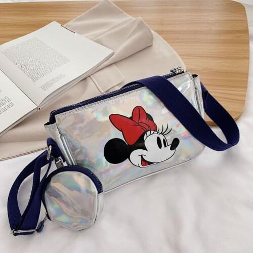 2pcs Disney Mickey mouse messenger bag +coin bag Minnie waist bag messenger bag shoulder bag girl shoulder bag