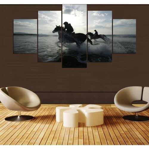 Home Decoration Canvas Abstract 5 Panel Racing Horse Decorative Wall Art Unframed Paintings Modern Modular Pictures Poster