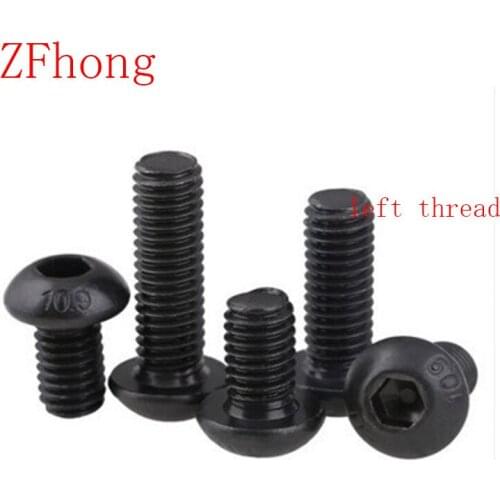 10pcs ISO7380 M4*6/8/10/12/16/20/25 Steel with black left thread button head hex socket screw