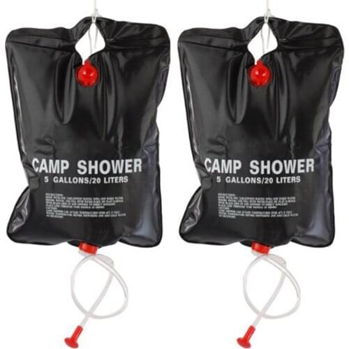 XSXS--2 x 20L Camping Shower bag- Portable Solar Heated 5 Gallon/20 Litre Travel Shower bag - Black