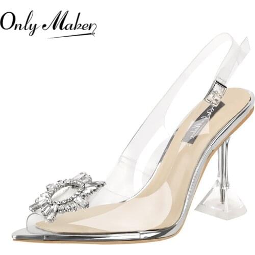 Onlymaker Womens Peep Toe Sexy PVC Spike Heels Clear Open Toe Sandals For Summer