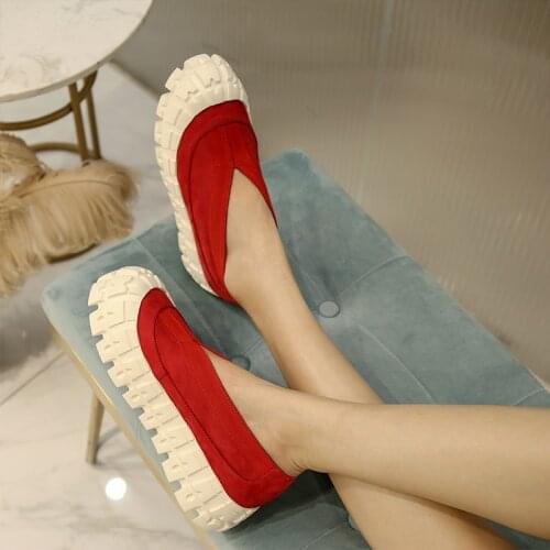 2021 Spring Summer Womens Shoes Flat Platform Fashion Genuine Leather Handmade Casual Shoes Thick-soled Muffin Soles INS