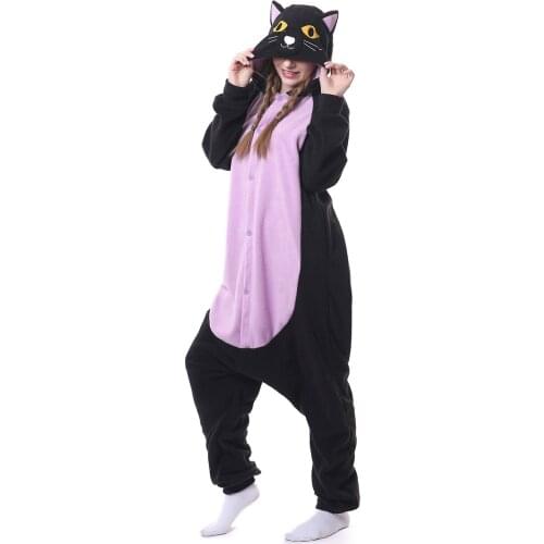Animal Adults Midnight Cat Onesies Cartoon Pajamas Anime Cosplay Costumes Jumpsuit Christmas Gift