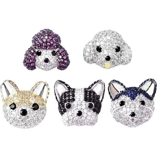 1 Pair Mini Dog Stud Earrings French Bulldog Poodle Husky Akita Bichon Dog Rhinestone Ear Stud Women Girls Fashion Jewelry New