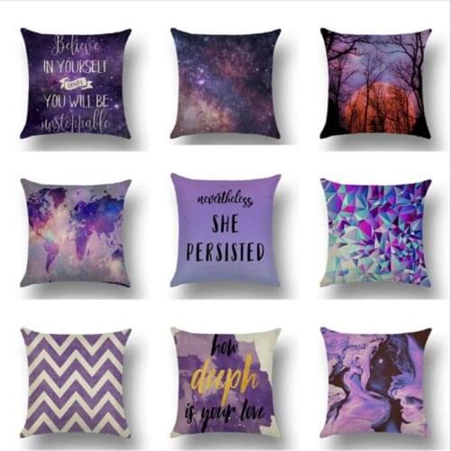 1pcs 45*45CM Purple Color Cotton Linen Cushion Cover Throw Pillowcases Car Office Sofa Bedroom Decorative Pillow Case Home Decor