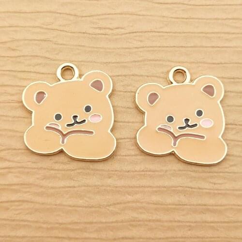 10pcs 21x22mm enamel cartoon bear charm for jewelry making and crafting fashion earring pendant bracelet necklace charms