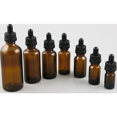 10pcs Small Amber glass pipette dropper bottle essential oil bottles containers vials with childproof Drop 5 10 15 20 30 50 ml