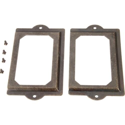 2pcs Label Pull Handles Tag Frame Knobs with screws Antique Bronze File Name Card Holder Cabinet Drawer fittings 125mm*69mm