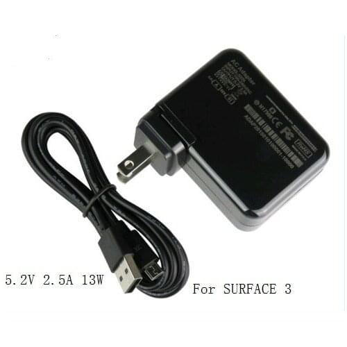 5.2V 2.5A 13W Laptop Tablet AC Power Adapter Charger for Microsoft Surface 3 Micro USB Connector with US/UK/EU/AU Plug