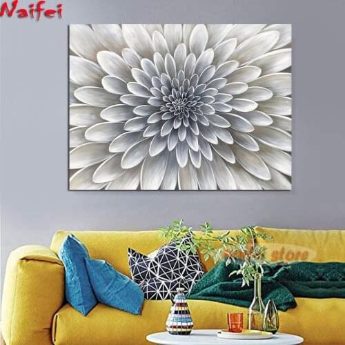 Diamond Painting White Flower Cross Stitch 5D Diamond Embroidery Plant Pictures Rhinestone Home Decoration Handmade Gift