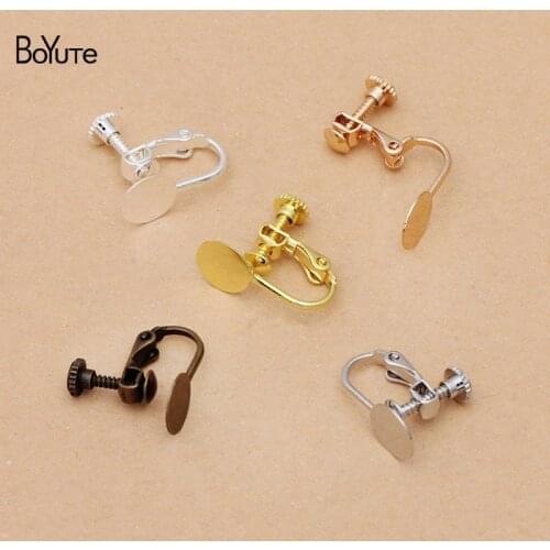 BoYuTe (20 Pieces/Lot) Metal Brass 14*17MM No Pierced Ear Clip with 8MM Base Diy Handmade Earrings Jewelry Accessories