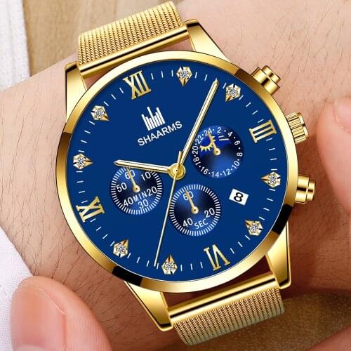 Top New Men Watches Male Calendar Stainless Steel Mesh Casual Quartz Watch Relogio Masculino Mens Business Wristwatch Hot Clock