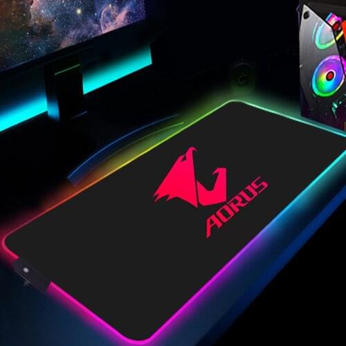 Aorus Logo Gamer Keyboard Mouse Pad RGB Gaming Accessories Mousepad LED Glowing Desk Mat Anime Mat Xxl Computer Mausepad 900X400