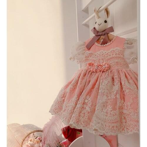 2020Spain Antique Dress Puffy Princess Dress Jacquard Gauze Sweet Lovely Tutu Dress Children'day Girls Party Wedding Dress