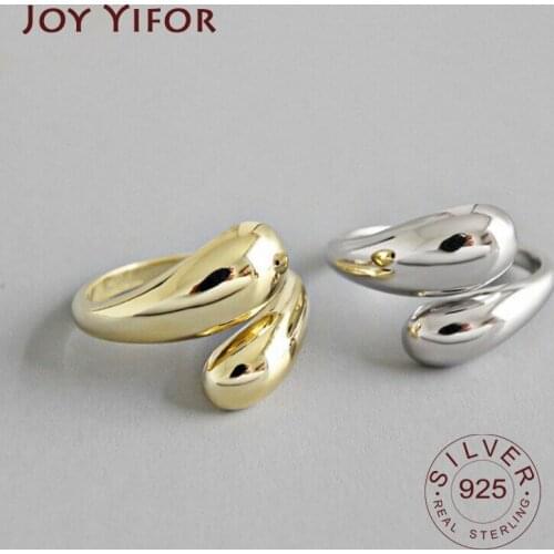 925 Sterling Silver New gold color Rings Simple Fashion Temperament Unique Design Opening Female Creative Light Luxury