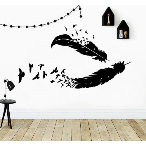 Creative birds feather Home Decor Modern Acrylic Decoration For Baby Kids Rooms Decor Vinyl Decoration muursticker