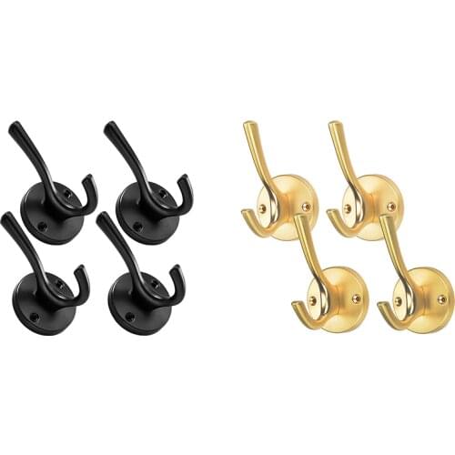 Best Coat Hook Heavy Duty 4 Pack Matte Black Hooks for Hanging Coats and Hat Hook Door Towel Hooks for Bathrooms Wall