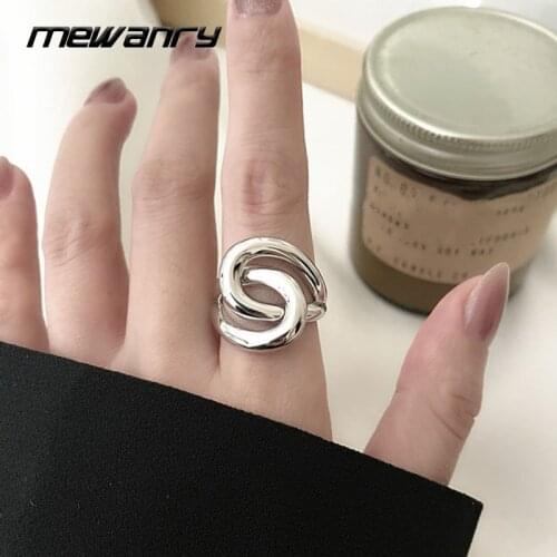 Mewanry 925 Sterling Silver Couples Rings Trend Elegant Vintage Sweet Simple Design Hollow Cross Party Jewelry Birthday Gifts