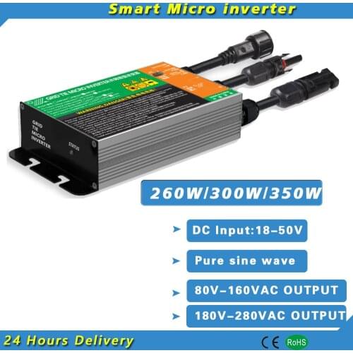 260W 300W 350W MPPT Micro Solar Inverter Grid Tie Pure Sine Wave DC18V-50V to AC 110V-230V Waterproof IP65
