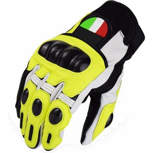 Genuine Leather Motorbike Gloves Motorcycle MTB Bike MX Off-road Moto Gloves Yellow