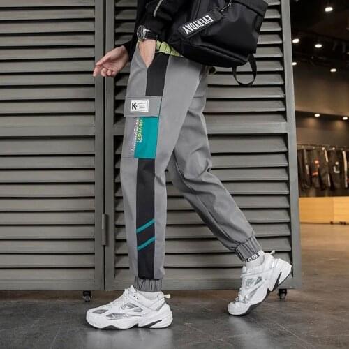 Men Harem Pants Patchwork 2021 Spring Joggers Streetwear Casual 4 Pockets Track Male Fashion Harem Trousers Plus Size 3XL