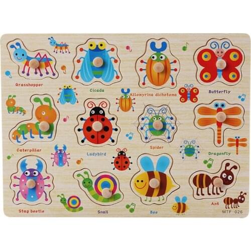 Wooden Animal Jigsaw Puzzle Set for Toddler 3D Puzzle Activity Board Fine Motor Skill Preschool Educational Montessori Game Toys