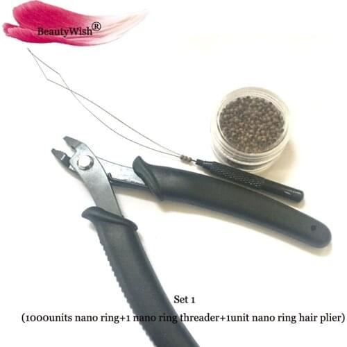 Nano ring Hair Extension 1Pcs With 1000Units 2.5mm Nano Ring With 1Unit Nano Ring Threader For Nano Tip Hair extension