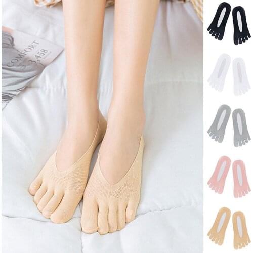 1pair Summer Ultrathin Five-finger Socks Unisex Invisible Silicone Anti-skid Breathable Anti-friction Female Sock Funny Toe Sock