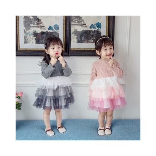 New explosion models 2-7 year old girl baby dress gradient cute fashion Korean mesh gauze puffy comfortable princess dress