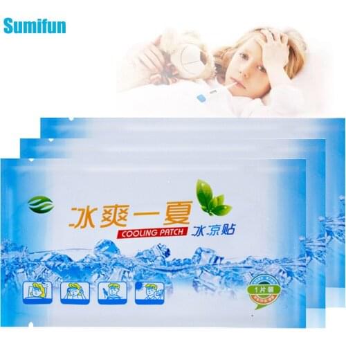 20bags Fever Down Medical Plaster Baby Cooling Patches Lower Temperature Ice Gel Cold Paste Polymer Hydrogel Headache Pad D1839