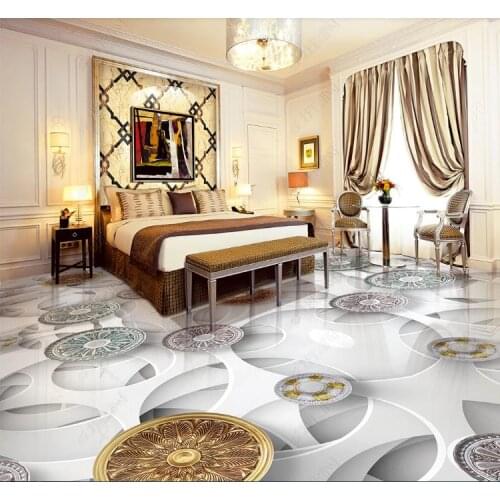 Custom 3D Flooring Tiles Wallpaper European modern fashion Wall Murals Bathroom Bedroom living room PVC Waterproof Self Adhesive