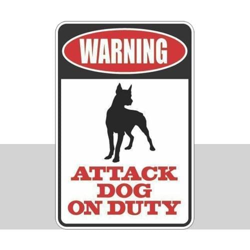 Warning Attack Dog On Duty Doberman 8 x12 Metal Novelty Sign Metal Decor