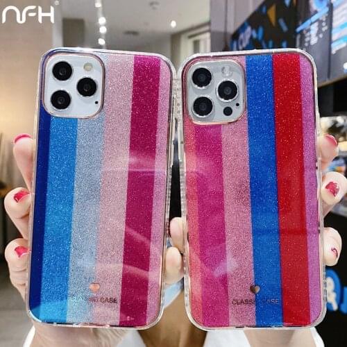 For iPhone 12 Pro Luxury Colorful Glitter Shockproof Case For iPhone 11 Pro X XR XS Max 12 Mini SE 2020 7 8 Plus Silicoen Cover