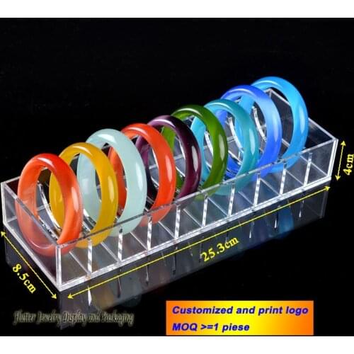 Clear Acrylic Jewelry Display Box Bracelet Tray 10 Grids Ankle Storage Case Bangle Showing Holder