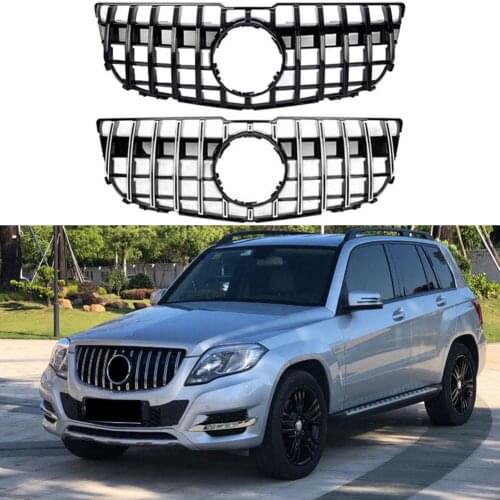 Front Racing Bumper Grille Upper Facelift Grill For Mercedes-Benz X204 GLK Class 2013 2014 2015 GTR Black Silver